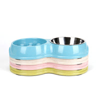 HKM-2759485 Two-in-One Wheat Straw Anti-Choking Slow Food Double Bowl with Stainless Steel Insert