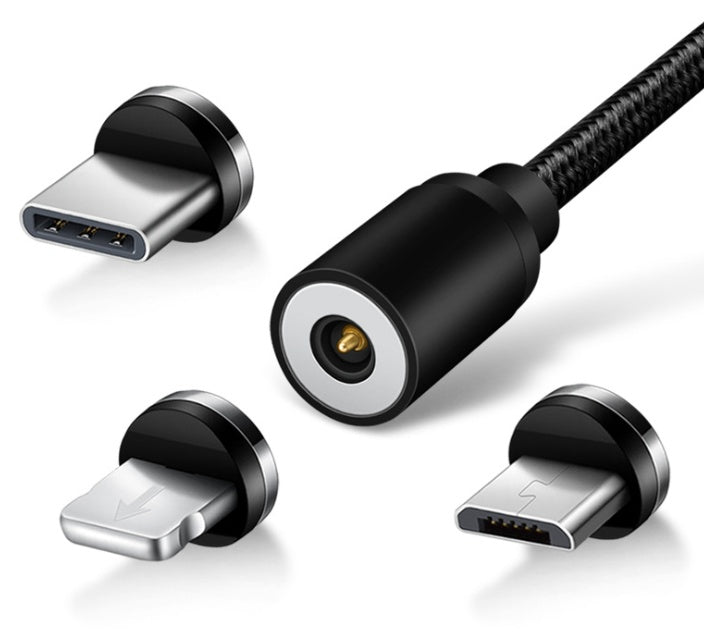 HKM-275987 3-in-1 Magnetic Data Cable for iPhone, Android, and Type-C - 1 Meter Length