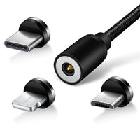 HKM-275987 3-in-1 Magnetic Data Cable for iPhone, Android, and Type-C - 1 Meter Length
