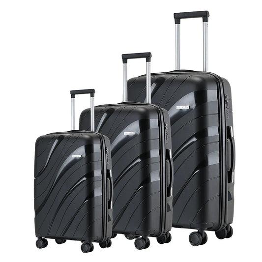 HKM-275987 Waterproof Lightweight 3-Piece Rolling Luggage Set in 20, 24, and 28 Inch Sizes