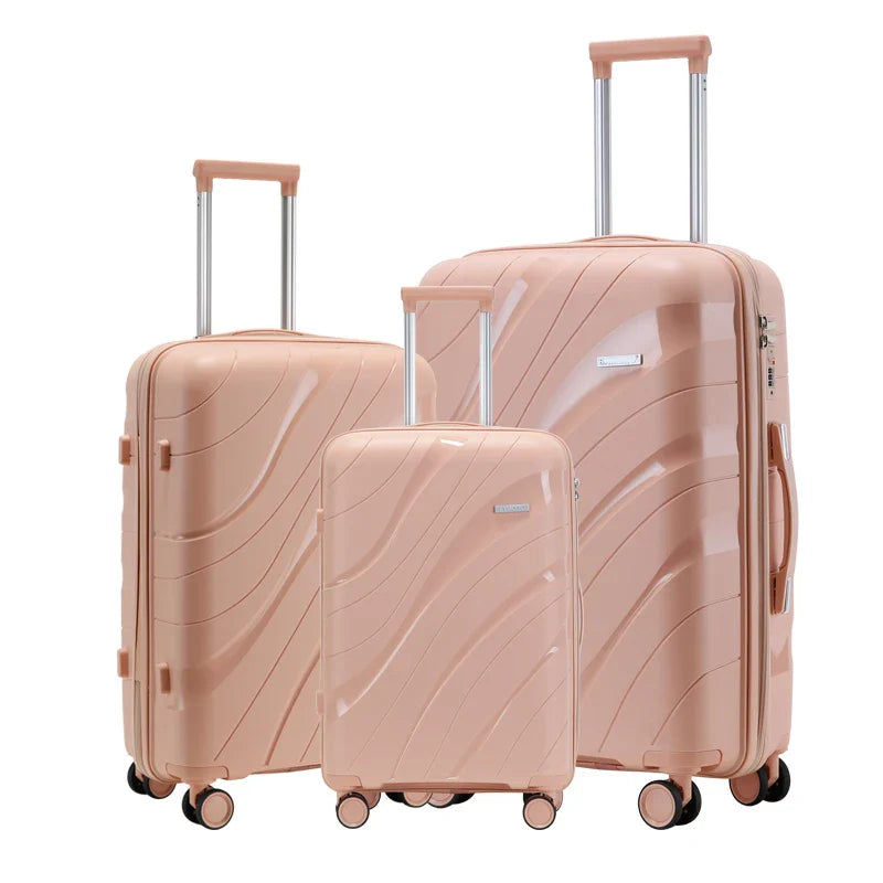 HKM-275987 Waterproof Lightweight 3-Piece Rolling Luggage Set in 20, 24, and 28 Inch Sizes