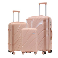 HKM-275987 Waterproof Lightweight 3-Piece Rolling Luggage Set in 20, 24, and 28 Inch Sizes