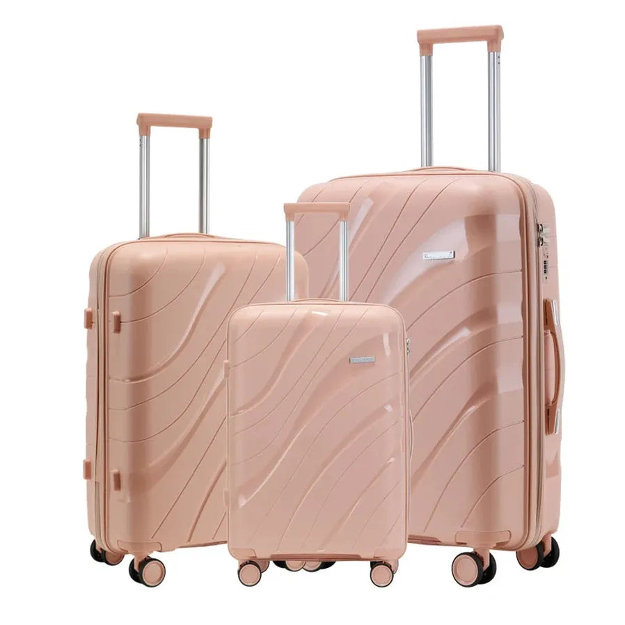HKM-275987 Waterproof Lightweight 3-Piece Rolling Luggage Set in 20, 24, and 28 Inch Sizes
