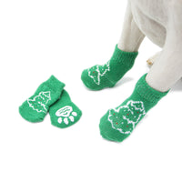 HKM-2760125 Non-Slip Cotton Dog Socks - Green Christmas Tree Design for All Seasons