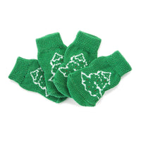 HKM-2760125 Non-Slip Cotton Dog Socks - Green Christmas Tree Design for All Seasons