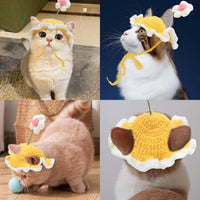 HKM-2760765 Knit Cat and Dog Hats with Cute Cartoon Design for Small Pets - Warm Costume Accessories
