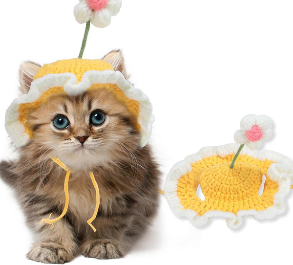 HKM-2760765 Knit Cat and Dog Hats with Cute Cartoon Design for Small Pets - Warm Costume Accessories