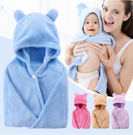 HKM-276179 Cotton Baby Care Hooded Bath Towel - Soft, Safe, and Absorbent for Multifuntional Use