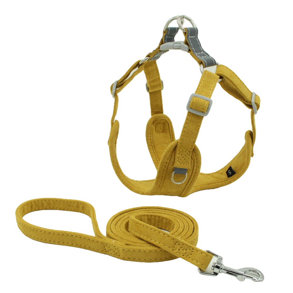 HKM-2762557 Suede Pet Chest Harness and Leash Set for Dogs in Various Colors