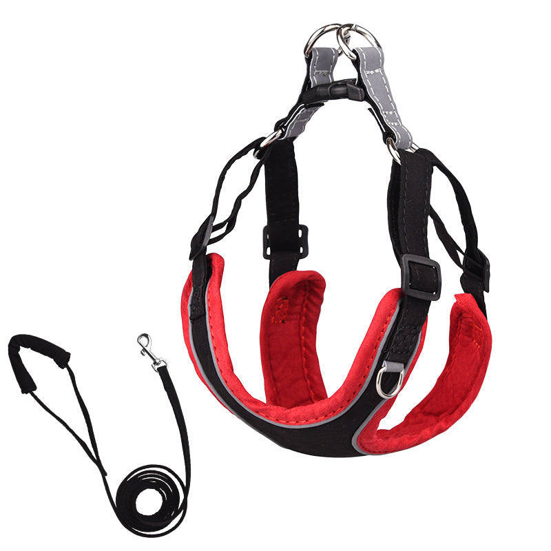 HKM-2762557 Suede Pet Chest Harness and Leash Set for Dogs in Various Colors