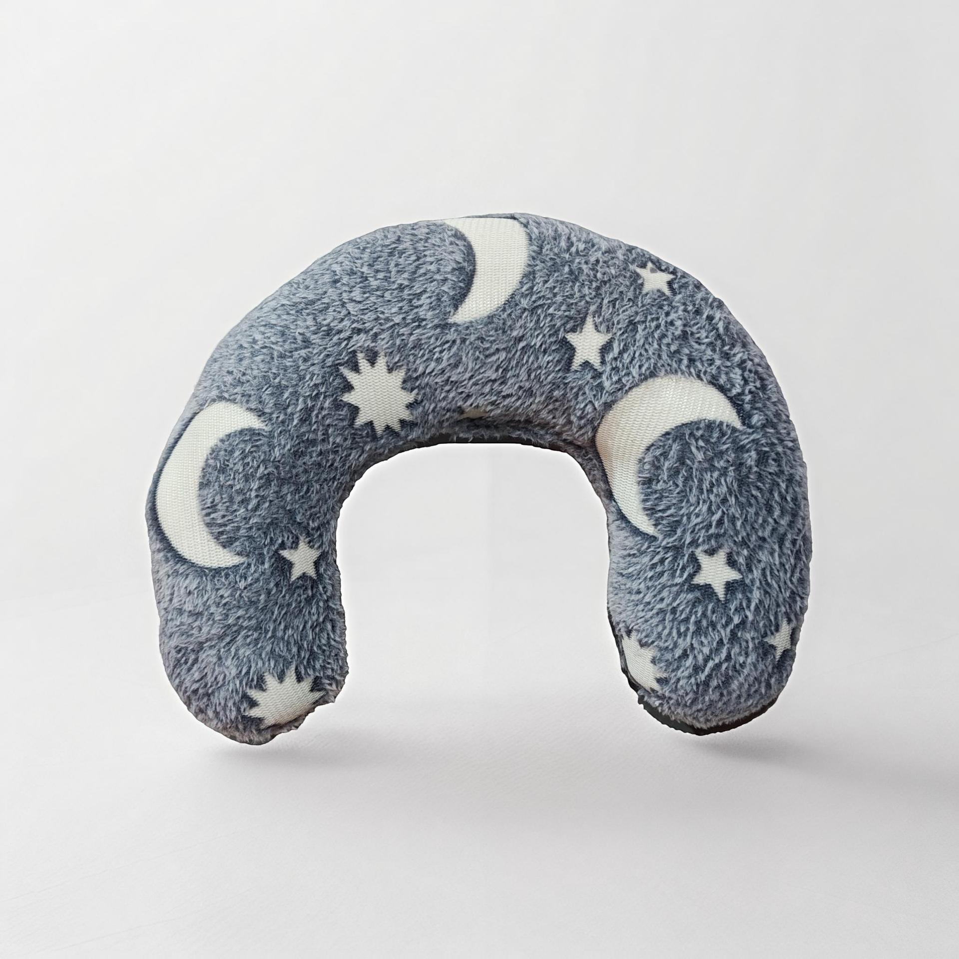 HKM-2762941 Personalized U-Shaped Pet Pillow in Gray with Stars & Moon - Multiple Designs Available