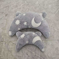 HKM-2762941 Personalized U-Shaped Pet Pillow in Gray with Stars & Moon - Multiple Designs Available
