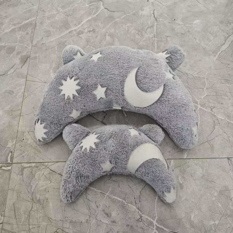 HKM-2762941 Personalized U-Shaped Pet Pillow in Gray with Stars & Moon - Multiple Designs Available