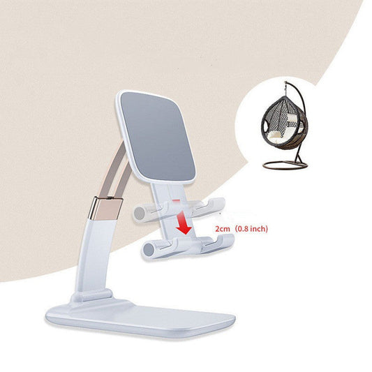 HKM-276307 Adjustable Telescopic Folding Mobile Phone Holder - ABS, Zinc Alloy, Silicone, Black/White