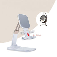 HKM-276307 Adjustable Telescopic Folding Mobile Phone Holder - ABS, Zinc Alloy, Silicone, Black/White