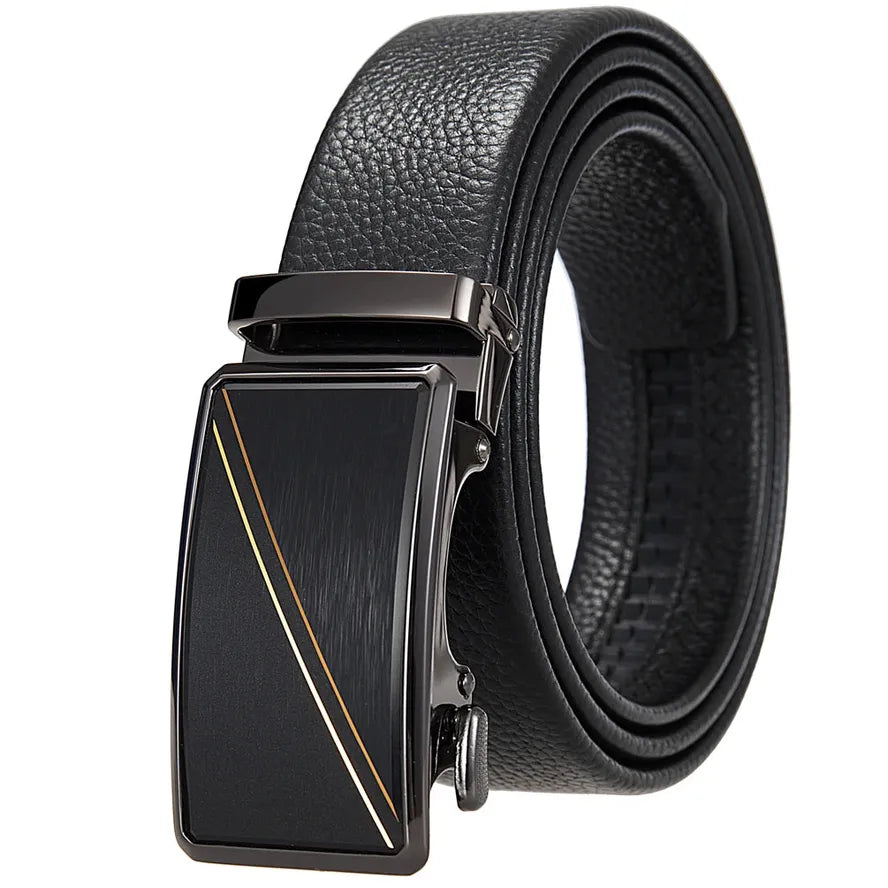 HKM-276307 Men's Top Layer Cowhide Leather Belt with Automatic Buckle - Custom Fit Design
