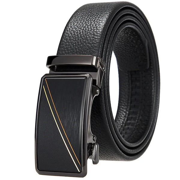 HKM-276307 Men's Top Layer Cowhide Leather Belt with Automatic Buckle - Custom Fit Design