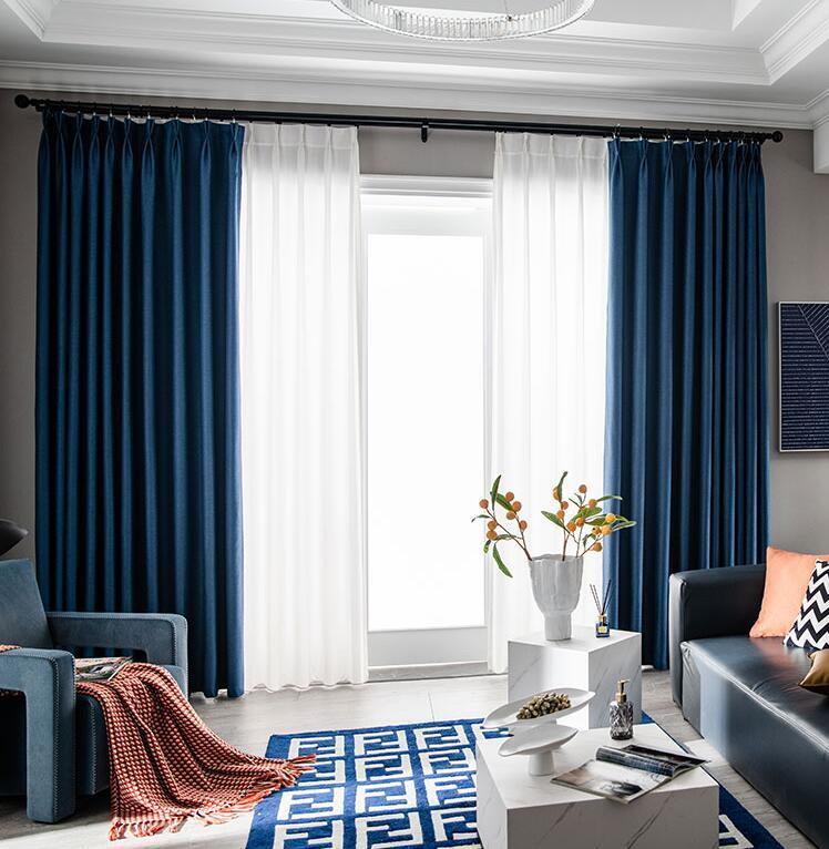 HKM-276307 Thick Soundproof Curtain - Full Shading, Dark Blue, Stylish Honeycomb Design for Bedroom