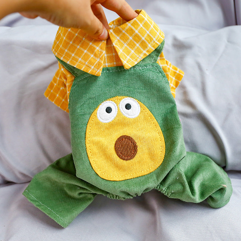 HKM-2763837 Avocado Green Four-Legged Cat Overalls in Polyester for Spring and Summer
