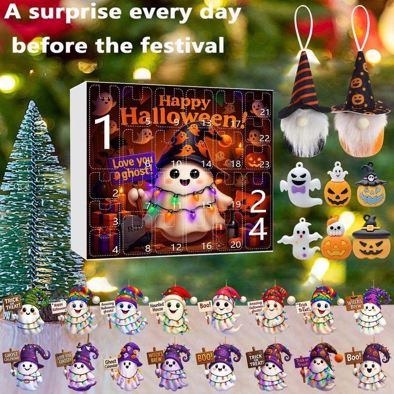HKM-276563 Halloween Ghost Pumpkin Doll Blind Box with 16 Ornaments and 6 Figurines for Holiday Decor