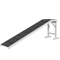 HKM-2767421 Foldable Dog Ramp with Non-Slip Carpet Top Platform for Easy Access to Sofas - Gray & White