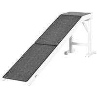 HKM-2767421 Foldable Dog Ramp with Non-Slip Carpet Top Platform for Easy Access to Sofas - Gray & White