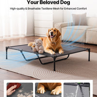 HKM-2767677 Elevated Dog Bed for Large Dogs - Portable Raised Cot with Sturdy Metal Frame, XL Size
