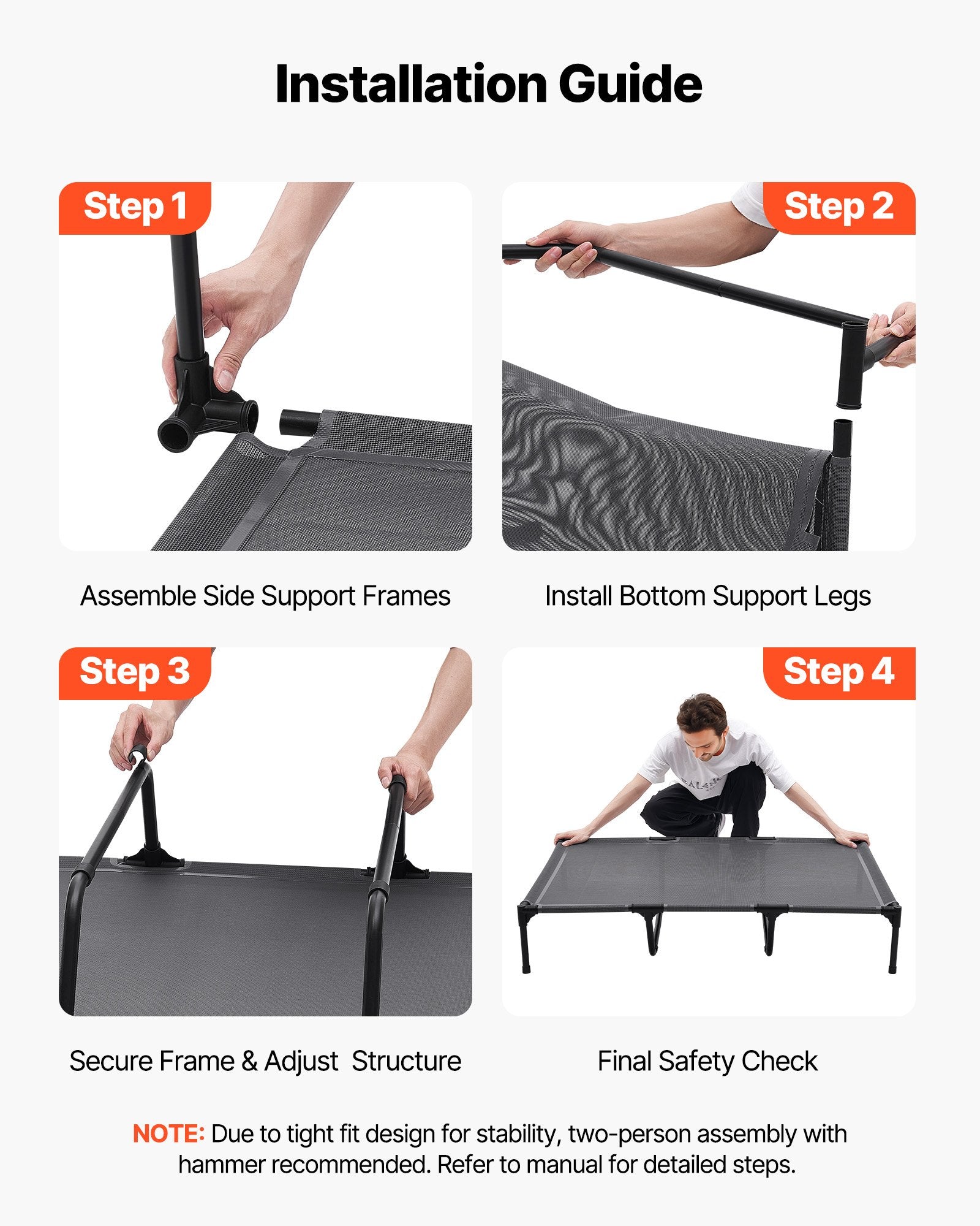 HKM-2767677 Elevated Dog Bed for Large Dogs - Portable Raised Cot with Sturdy Metal Frame, XL Size
