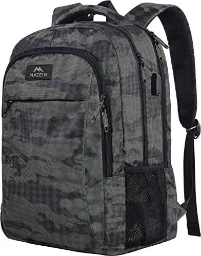 HKM-276819 Unisex Waterproof Notebook Backpack with USB Charging Port for Business Travel