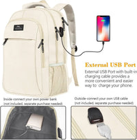 HKM-276819 Unisex Waterproof Notebook Backpack with USB Charging Port for Business Travel