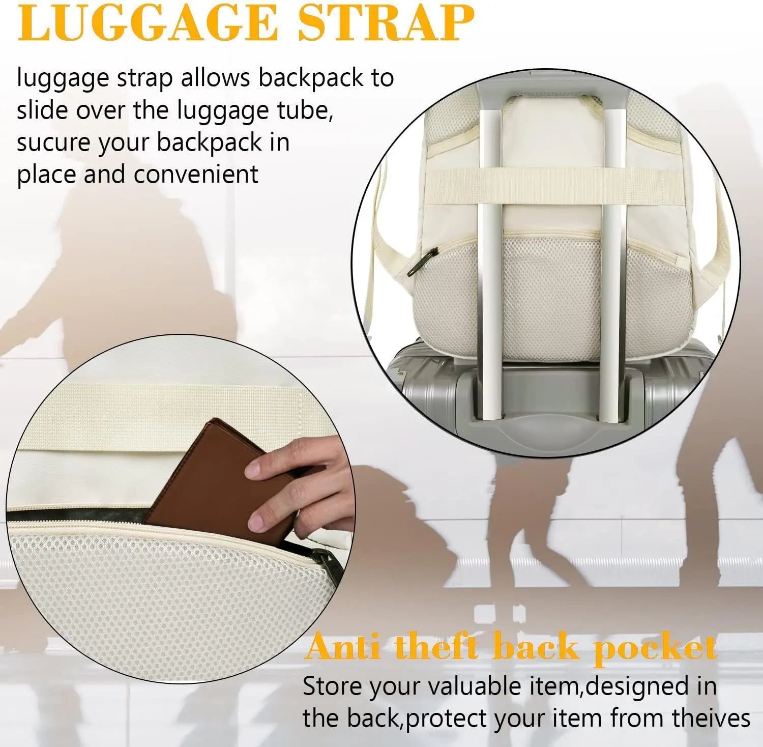 HKM-276819 Unisex Waterproof Notebook Backpack with USB Charging Port for Business Travel