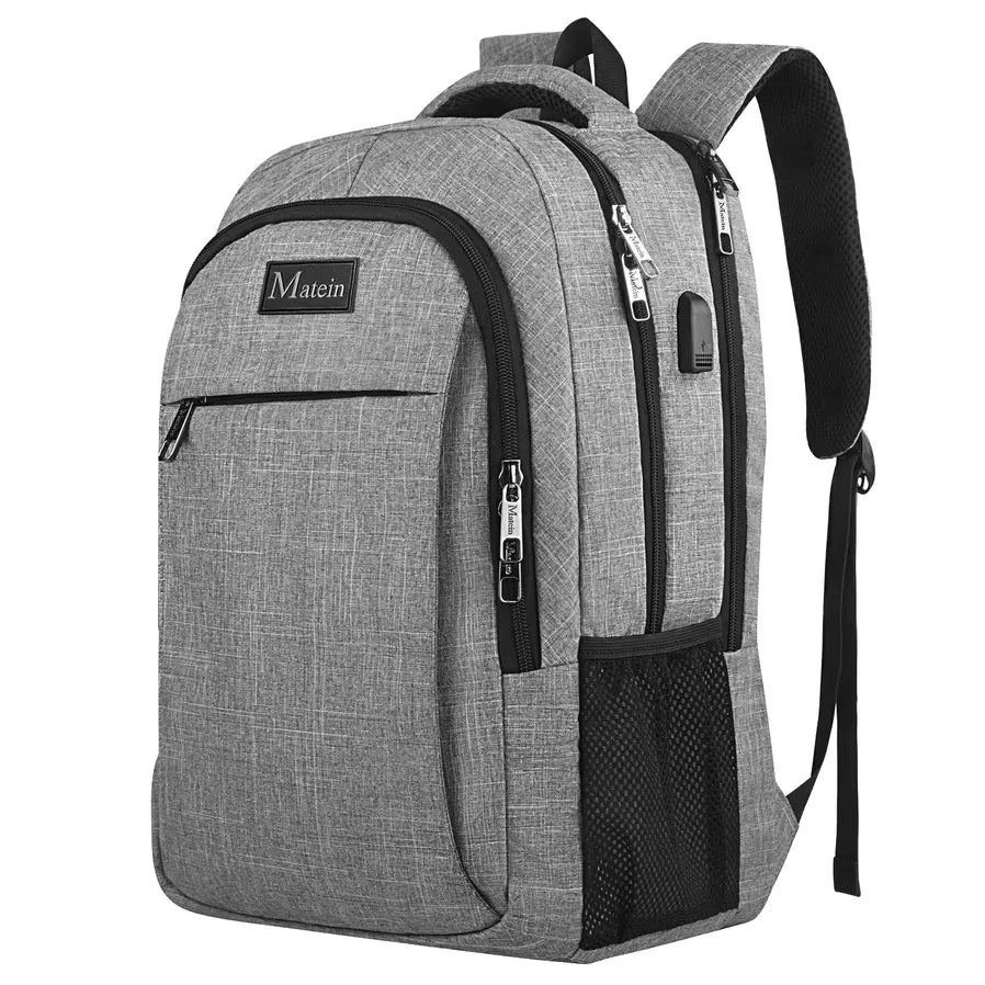 HKM-276819 Unisex Waterproof Notebook Backpack with USB Charging Port for Business Travel