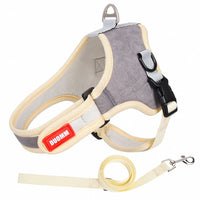 HKM-2768317 Reflective Deerskin Pet Harness with Adjustable Chest Strap in Multiple Colors