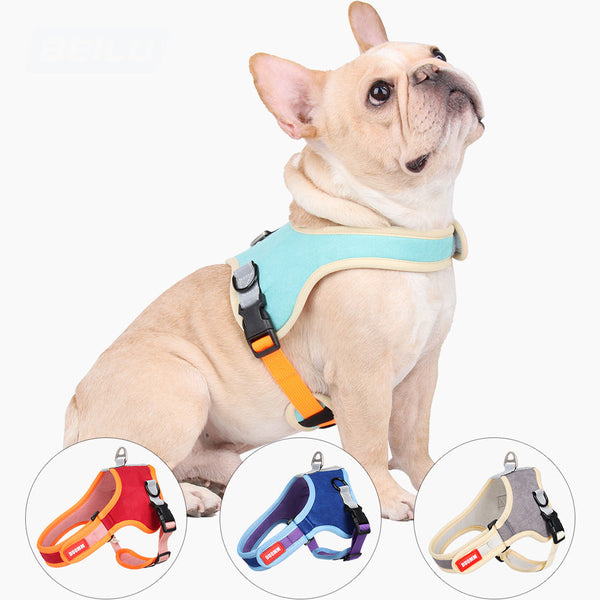 HKM-2768317 Reflective Deerskin Pet Harness with Adjustable Chest Strap in Multiple Colors