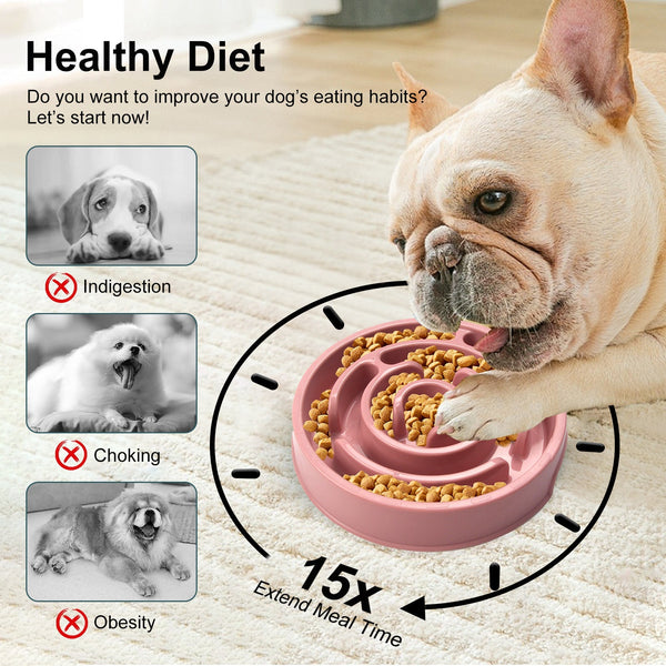 HKM-2769213 Slow Feed Pet Bowl with Neck Protection - Lightweight Anti-Choke Design in Multiple Colors