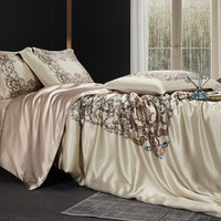 HKM-277075 Silk Four-Piece Bedding Set with Quilt Cover, Bed Sheet, and Pillowcases
