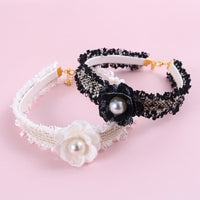 HKM-2771005 Hand-Woven Adjustable Cat Collar with Bell and Pearl Flower Design in Various Colors