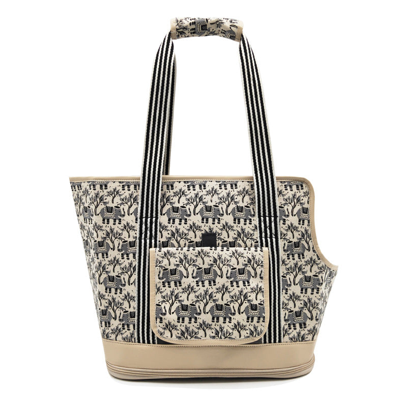 HKM-2771261 Portable Cat and Dog Travel Shoulder Bag with Breathable Mesh and Cartoon Design