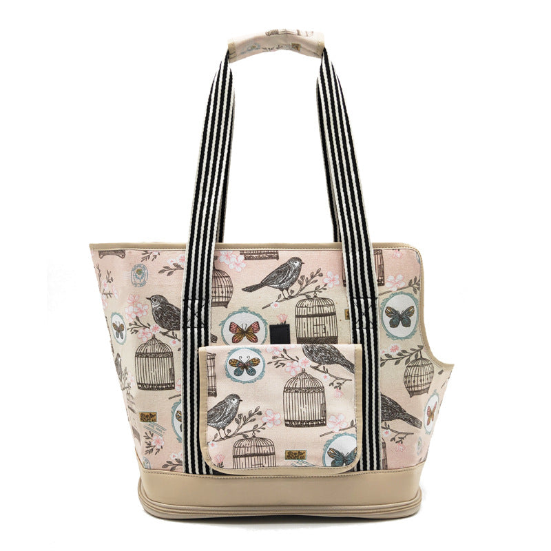 HKM-2771261 Portable Cat and Dog Travel Shoulder Bag with Breathable Mesh and Cartoon Design