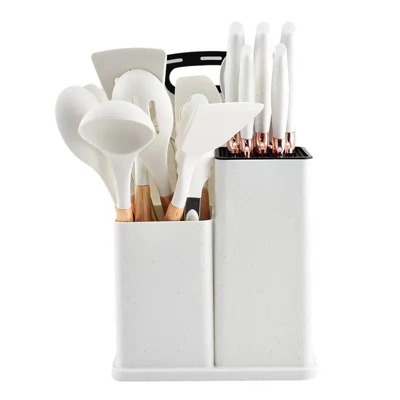 HKM-277459 19-Piece Non-Stick Kitchen Utensil Set with Wooden Handles and Essential Cooking Tools