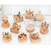 HKM-277587 Creative Wooden Carousel Music Box for Children's Day, Valentine's Day, and Birthday Gifts