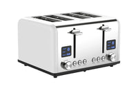 HKM-277651 Extra Wide 4-Slice Retro Toaster with 6 Browning Levels for Reheat, Defrost, and Cancel Functions