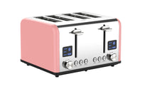 HKM-277651 Extra Wide 4-Slice Retro Toaster with 6 Browning Levels for Reheat, Defrost, and Cancel Functions