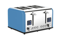 HKM-277651 Extra Wide 4-Slice Retro Toaster with 6 Browning Levels for Reheat, Defrost, and Cancel Functions