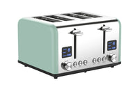HKM-277651 Extra Wide 4-Slice Retro Toaster with 6 Browning Levels for Reheat, Defrost, and Cancel Functions