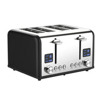 HKM-277651 Extra Wide 4-Slice Retro Toaster with 6 Browning Levels for Reheat, Defrost, and Cancel Functions