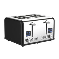 HKM-277651 Extra Wide 4-Slice Retro Toaster with 6 Browning Levels for Reheat, Defrost, and Cancel Functions