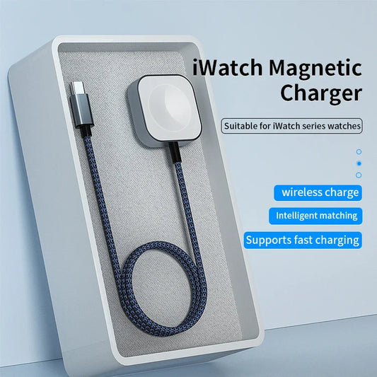 HKM-277651 Portable Magnetic Wireless Charger for Smart Watch - Fast Charging Type-C Cable for iWatch Series