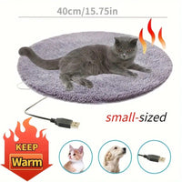 HKM-2776637 Three-Speed Electric Blanket for Cats - Soft Cloth, 40cm Diameter, Multiple Colors Available