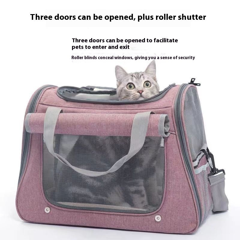 HKM-2777021 Breathable Portable Cat Carrier Bag with Large 35L Capacity in Pink and Gray